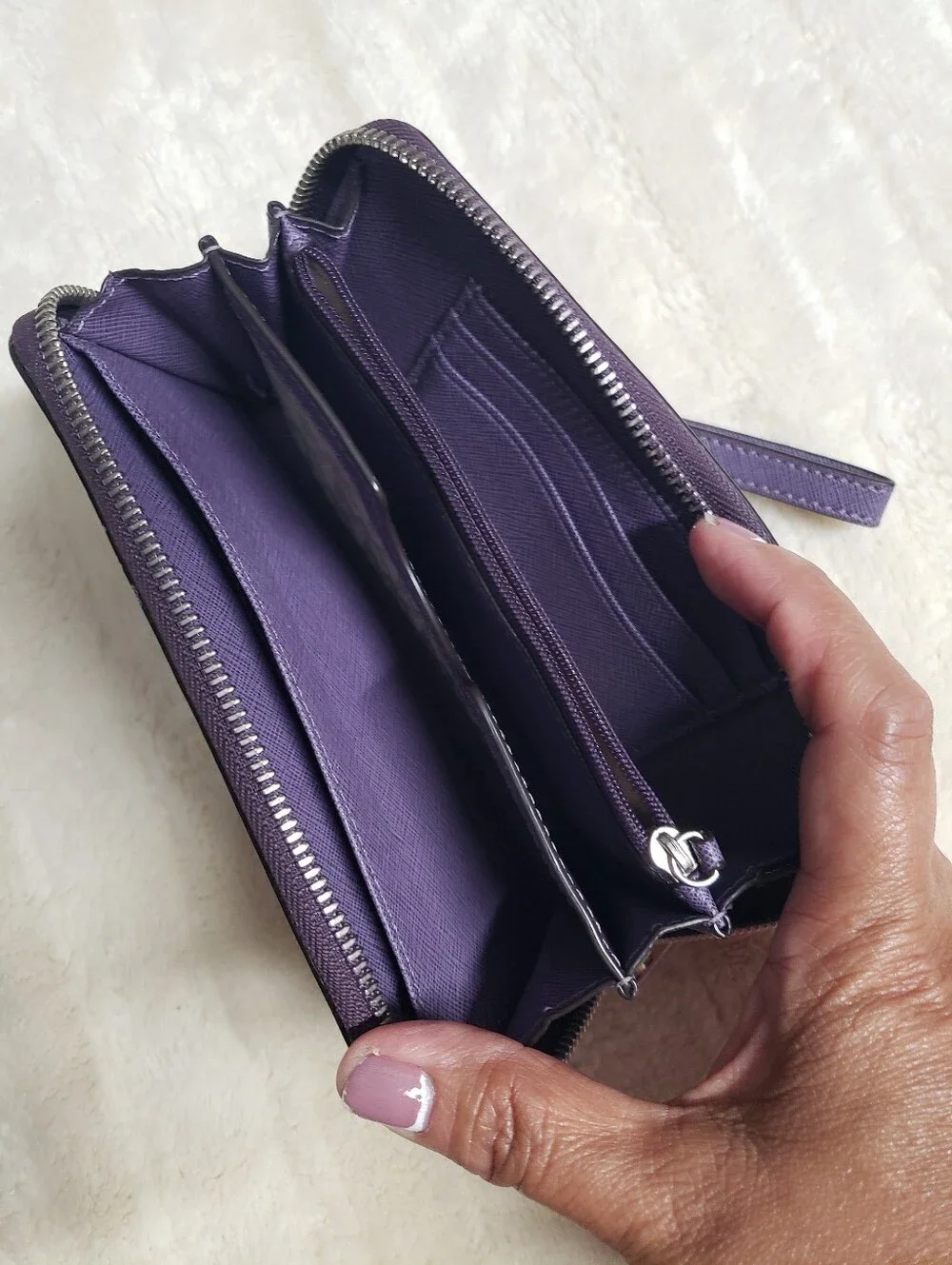 Michael Kors Purple Quilted Zip-Around Wristlet Wallet